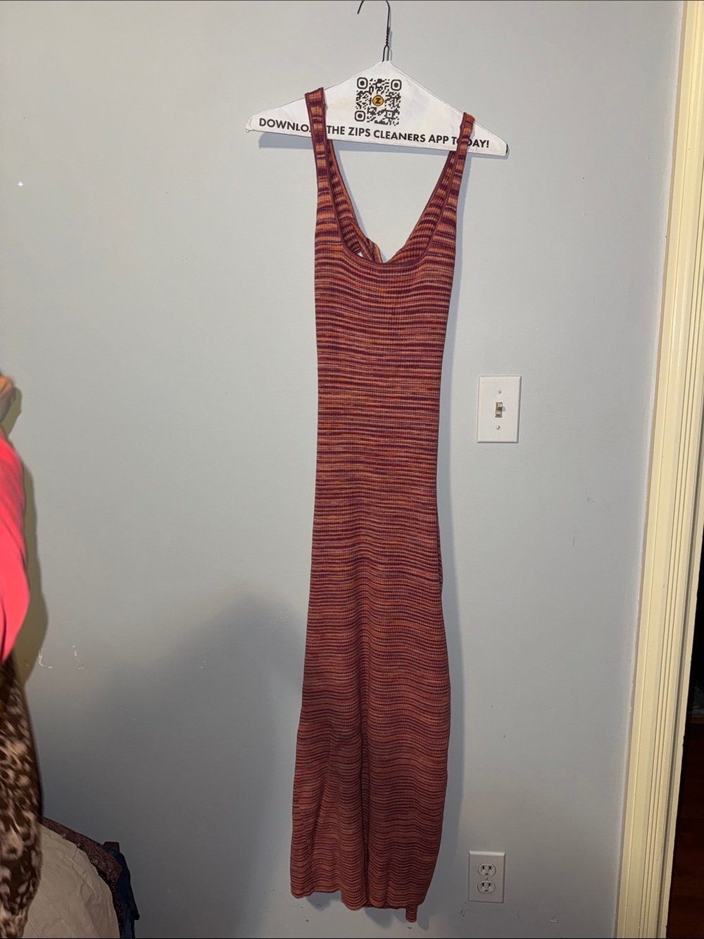 Sleeveless Ribbed Knit Maxi Dress - Rust Stripe